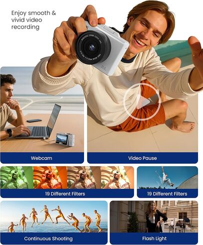 5K Digital Camera for Photography - 75MP Autofocus Vlogging Camera with 64GB SD Card, WiFi, 18X Zoom 3" 180° Flip Screen Compact Travel Camera with 2 Batteries for Teens and Beginner in Kuwait