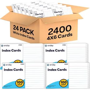 بطاقات الفهرس 3x5 Bulk ، (2400 بطاقة) ، Notecards ، البطاقات التعليمية ، Notecards 3x5 مبطن ، فارغة على الظهر ، البطاقات التعليمية للمنزل المدرسي والمكاتب ، بطاقة فهرس محكم ، 100 لكل حزمة ، (24 حزمة) in Kuwait