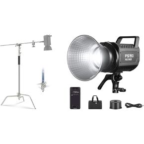 NEEWER Basics SC320 Lite حامل C عالي التحمل من الفولاذ المقاوم للصدأ بنسبة 100% مع ذراع بوم + FS150B 130 وات مصباح فيديو LED ثنائي اللون مع تحكم 2.4G/APP، حامل إضاءة للتصوير الفوتوغرافي بحد أقصى 10.5 قدم/320 سم in Kuwait