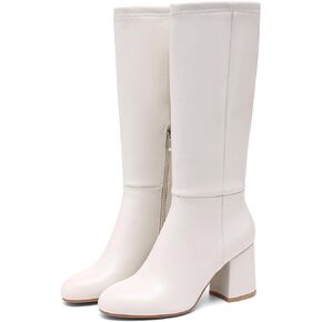 Knee High Boots Women Chunky Block Heel Fall Boots for Women Comfortable Almond Toe Side Zipper Heeled Boots in Saudi Arabia