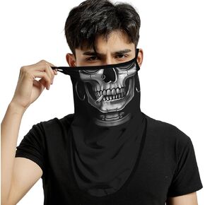 ShopINess Unisex Tube Scarf for Adults Multifunctional Headband Bandana Neck Gaiter with Ear Loops for Motorbike Sport Parties Halloween and Carnival Outdoor Activities - Skull (Scanner) in Kuwait