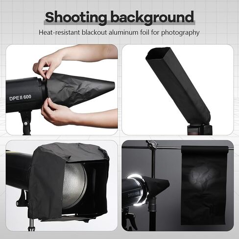 ماتي Cinefoil 12 بوصة × 40 قدم لفة التصوير الفوتوغرافي اخفاء الضوء تسرب رقائق الألومنيوم للتحكم الدقيق في الضوء Cinefoil القابلة لإعادة الاستخدام لاستوديو تصوير الفيديو in Saudi Arabia