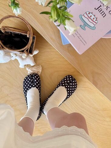 ZQW Cute Tabi Shoes for Women Split Toe Ballet Flats Polka Dots Lightweight Comfortable Shoes for Casual, Office & Walking in Saudi Arabia