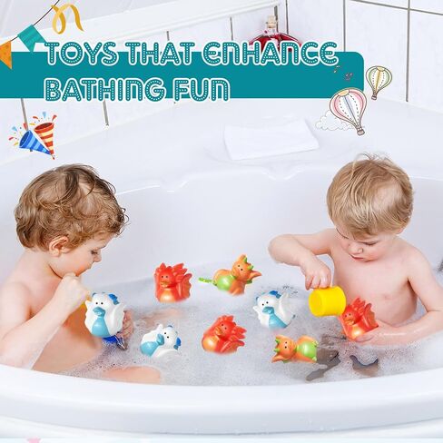 Deekin 24 Pcs Assorted Rubber Ducks in Bulk, 2 Inch Rubber Duckies for Party Supplies, Mini Bath Toys for Baby Shower Pool Party (Dragon) in Saudi Arabia