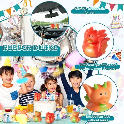 Deekin 24 Pcs Assorted Rubber Ducks in Bulk, 2 Inch Rubber Duckies for Party Supplies, Mini Bath Toys for Baby Shower Pool Party (Dragon) in Saudi Arabia
