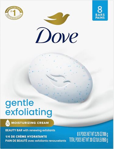 Dove Beauty Bar Soap 6 Bars Deep Exfoliating Charcoal Powder & Glycerin, for Softer, Smoother Skin, Scrubs Away Impurities 3.75 oz in Kuwait