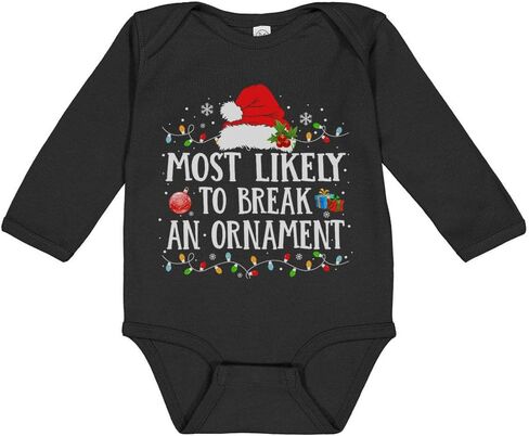 TATY Kids Most Likely To Break An Ornament Christmas Long Sleeve Baby Infant Bodysuit in Saudi Arabia