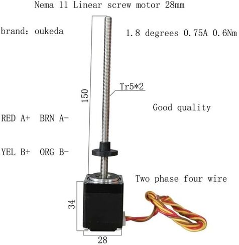 NEMA 11 Linear Stepper Electronic Starter Lead Screw NEMA11 Stepper Electronic Starter with 150mm Long Lead Screw(28HS51-150N52) in Saudi Arabia
