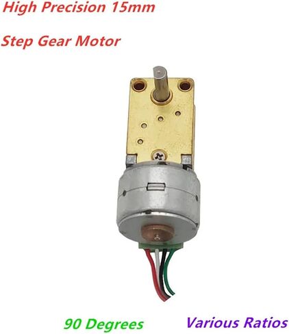 High Precision 90 Degrelectric DC 5V 15mm Metal Gearbox Stepper Engine Step Gear Electronic Starter 4-Wires Gear Ratio 20:1-1000:1(F Ratio 399) in Saudi Arabia