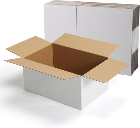 CRUGLA 12x9x6 White Shipping Boxes Set of 15, White Corrugated Cardboard Boxes for Small Business Shipping Mailing Packing in Saudi Arabia