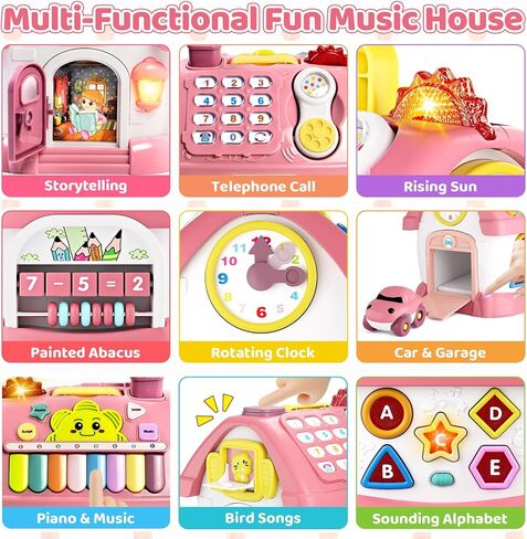 Baby Toys for 1 Year Old Girl Gifts: 8 in 1 Toddler Learning Musical House for 1 2 Yr Girl and Boy, First Birthday Gift for 12-18 Months, Bilingual Educational Toy for Toddlers 1-3 in Saudi Arabia