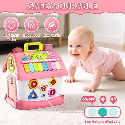 Baby Toys for 1 Year Old Girl Gifts: 8 in 1 Toddler Learning Musical House for 1 2 Yr Girl and Boy, First Birthday Gift for 12-18 Months, Bilingual Educational Toy for Toddlers 1-3 in Saudi Arabia