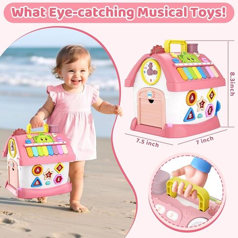 Baby Toys for 1 Year Old Girl Gifts: 8 in 1 Toddler Learning Musical House for 1 2 Yr Girl and Boy, First Birthday Gift for 12-18 Months, Bilingual Educational Toy for Toddlers 1-3 in Saudi Arabia