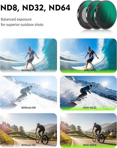 طقم مرشح أساسي مكون من 4 قطع لجهاز Insta360 Go Ultra، يتضمن الأشعة فوق البنفسجية ND8 ND32 ND64، مجموعة مثالية لحماية العدسات طوال اليوم والتحكم في التعرض أثناء السفر والرياضة in Kuwait