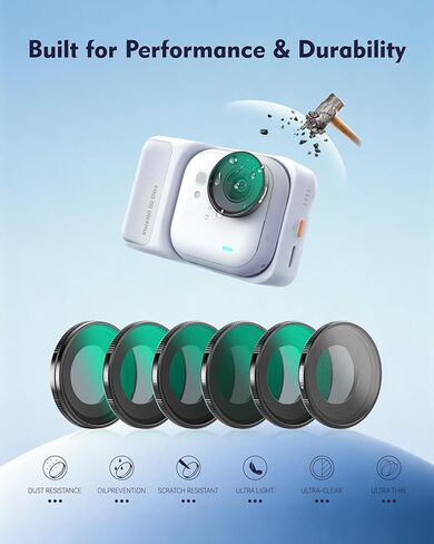 طقم مرشح أساسي مكون من 4 قطع لجهاز Insta360 Go Ultra، يتضمن الأشعة فوق البنفسجية ND8 ND32 ND64، مجموعة مثالية لحماية العدسات طوال اليوم والتحكم في التعرض أثناء السفر والرياضة in Kuwait