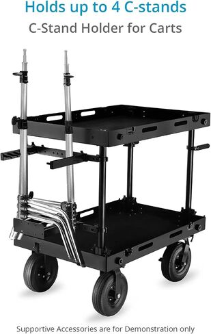 PROAIM C-Stand Holder for Victor & Atlas Video Camera Production Carts. Holds up to 4 C-Stands, Secure with 30kg/66lb Payload. with Rubber Straps Protects from Damage in Saudi Arabia