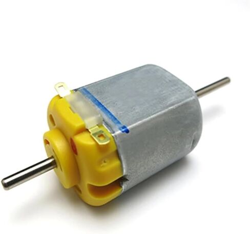 DC 1.5V-12V 130 Carbon Brush Electronic Starter Double Shaft 3000-7000RPM DIY Toy Model Small Electronic Starter Wind Generator Making Accessories(Silver Back Motor) in Saudi Arabia