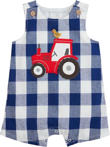 Mud Pie unisex-baby Mud Pie Baby Boy Tractor Check Jon Jon; in Saudi Arabia