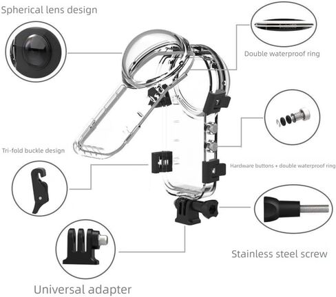 حافظة غوص خفية كاملة لغطاء الكاميرا الواقي Insta360 X5 مقاومة للماء 60 مترًا، تمنع الاصطدام والتآكل والخدوش، ولا توجد نقطة عمياء in Kuwait