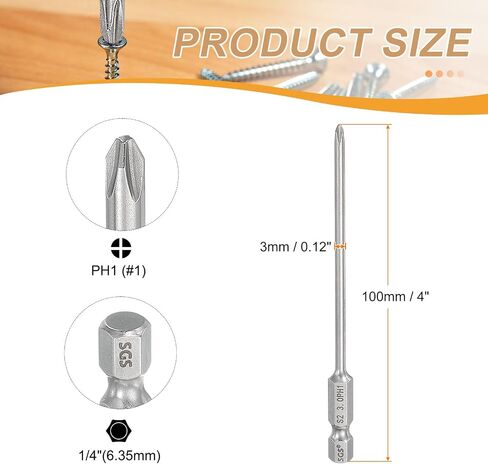 HARFINGTON 2pcs #2 Phillips Screwdriver Bit PH2 1/4" Hex Shank 4" (100mm) Long 0.2" Rod Magnetic Cross Head Drill Bits S2 Steel Industrial Screw Driver for Power Screwdrivers Drills, Silver in Saudi Arabia