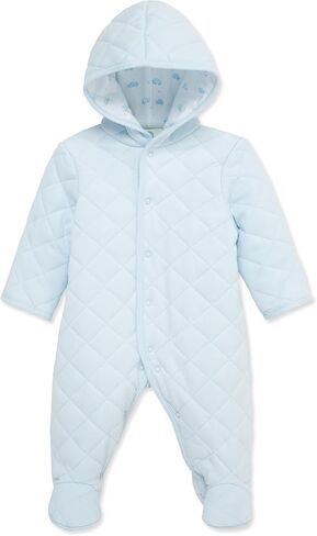 Little Me Clothes for Baby Boys' and Girls' Organic Cotton Quilted Velour Pram Snowsuit with Fold-Over Mitts, NB to 9 Months in Saudi Arabia