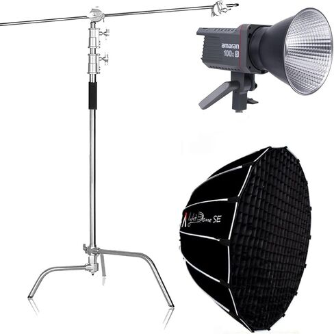 Aputure Amaran 100x S مع Light Dome SE Softbox + C Stand Kit، 100W ثنائي اللون 2700k-6500k Bowens Mount Led فيديو مستمر in Kuwait
