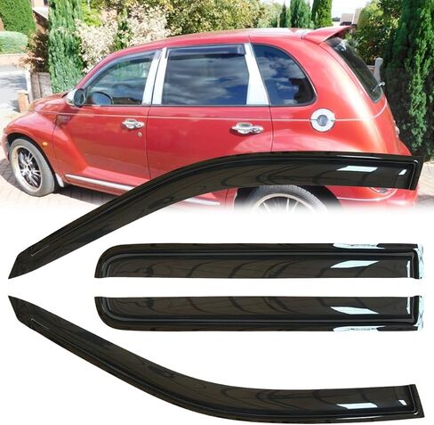 4pcs أصلي نافذة الجانبية المتقاومة للرياح من أجل PT Cruiser 01-10 ، مجموعات حراس المطر من الشمس ، وأقنعة النوافذ ذات المظهر الجميل للسيارات ، تنافس التهوية الملائمة للفترة 2001-2010 Chrysler PT Cruiser 94511 in Saudi Arabia
