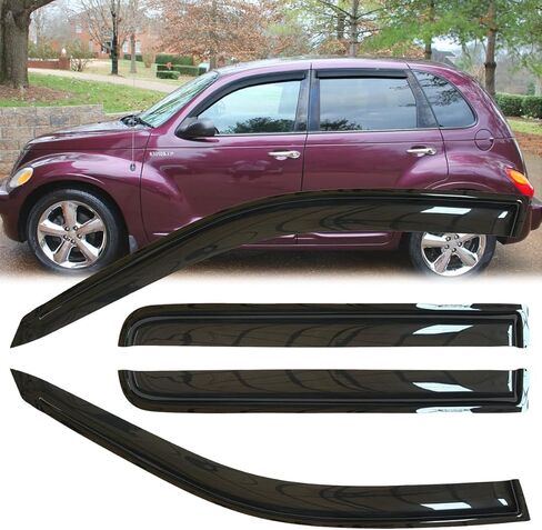 4pcs أصلي نافذة الجانبية المتقاومة للرياح من أجل PT Cruiser 01-10 ، مجموعات حراس المطر من الشمس ، وأقنعة النوافذ ذات المظهر الجميل للسيارات ، تنافس التهوية الملائمة للفترة 2001-2010 Chrysler PT Cruiser 94511 in Saudi Arabia