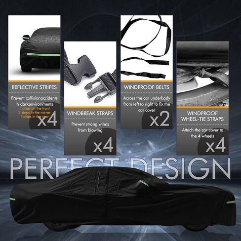 Car Cover for Honda CRV 1997-2025, Toyota RAV4 1996-2025, 210D Outdoor Waterproof UV Protection, Rain Sun Snow Protector with Cotton Layer, Zipper Door, Reflective Strip, Storage Bag in Kuwait