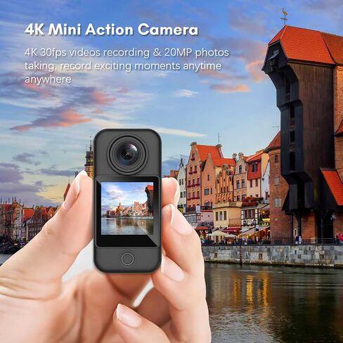 4K 30FPS Action Camera, 5G/2.4G WiFi Sports Camera with 1.33 Inch Touch Control Screens 154 Wide Angle Lens 6 Axis Gyro Stabilization for Cycling, Autorcycle (Black) in Kuwait