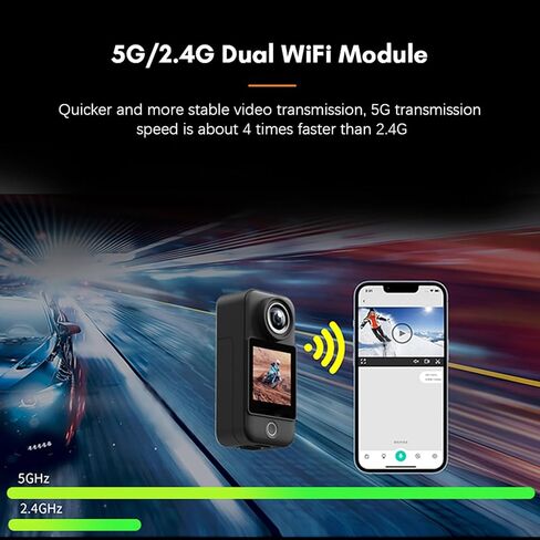 4K 30FPS Action Camera, 5G/2.4G WiFi Sports Camera with 1.33 Inch Touch Control Screens 154 Wide Angle Lens 6 Axis Gyro Stabilization for Cycling, Autorcycle (Black) in Saudi Arabia