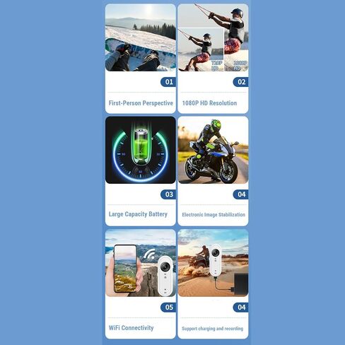 كاميرا Vikye Mini Body Camera، كاميرا أكشن قابلة للارتداء بدقة 1080 بكسل مع بطاقة ذاكرة سعة 64 جيجابايت، كاميرا جسم صغيرة مع مشبك زنبركي لمشي الحيوانات الأليفة والعمل والسفر in Saudi Arabia