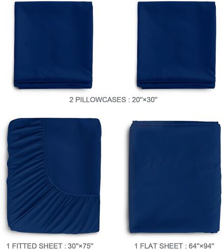 SPRINGSPIRIT Cot Sheets 30" x 75" x 9", 4 Piece Cot Sheet Set (2 Pack), Cot Size Fitted Sheets with Narrow Twin/Camp Bunk/Rvs Bunk/Guest Beds/Trifold Mattress, Navy in Saudi Arabia