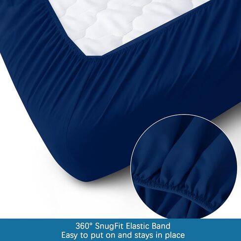 SPRINGSPIRIT Cot Sheets 30" x 75" x 9", 4 Piece Cot Sheet Set (2 Pack), Cot Size Fitted Sheets with Narrow Twin/Camp Bunk/Rvs Bunk/Guest Beds/Trifold Mattress, Navy in Saudi Arabia