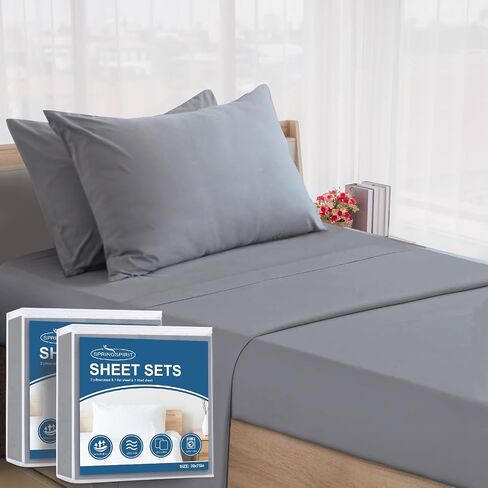 SPRINGSPIRIT Cot Sheets 30" x 75" x 9", 4 Piece Cot Sheet Set (2 Pack), Cot Size Fitted Sheets with Narrow Twin/Camp Bunk/Rvs Bunk/Guest Beds/Trifold Mattress, Navy in Saudi Arabia