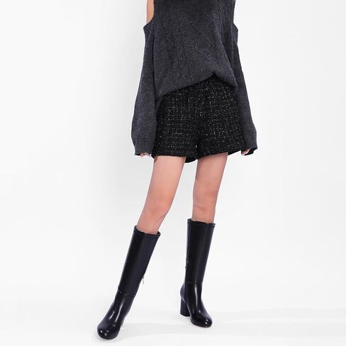 Knee High Boots Women Chunky Block Heel Fall Boots for Women Comfortable Almond Toe Side Zipper Heeled Boots in Kuwait