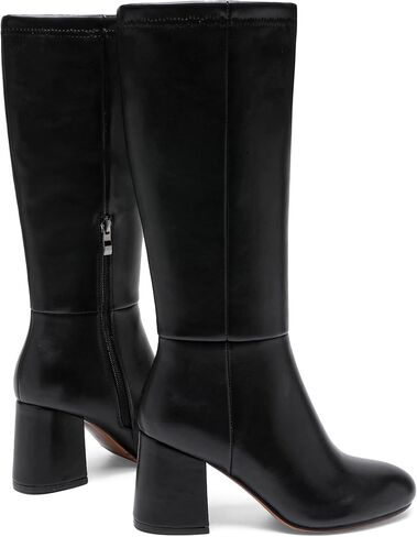 Knee High Boots Women Chunky Block Heel Fall Boots for Women Comfortable Almond Toe Side Zipper Heeled Boots in Kuwait