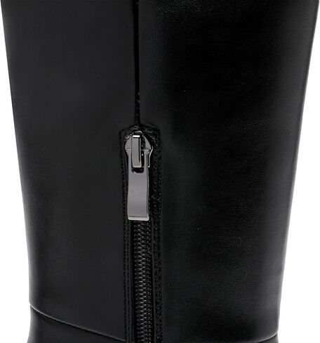 Knee High Boots Women Chunky Block Heel Fall Boots for Women Comfortable Almond Toe Side Zipper Heeled Boots in Kuwait