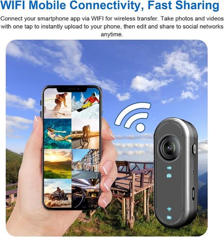Tangxi Thumb Action Camera, 1080P FHD Mini Body Camera, Hands F Ree Recording Body Worn Cameras with EIS Stabilization and WiFi, 64GB Memory Card, for Travel Sports in Saudi Arabia