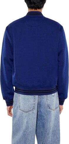 Forever 21 Men's Varsity-Striped Bomber Jacket, Cream in Saudi Arabia