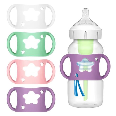 4 PCS Handles for Dr Brown Bottles,Durable Food-Grade Silicone Material Baby Bottle Holder,Cute Star Shape Design,Allows Baby to Hold The Bottle Themselves Easily(Green,Purple,Pink,White) in Kuwait