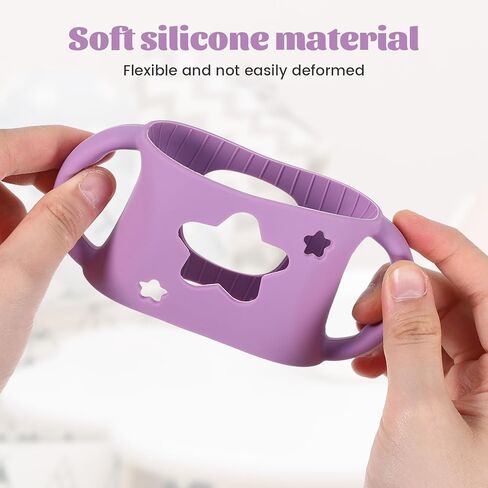4 PCS Handles for Dr Brown Bottles,Durable Food-Grade Silicone Material Baby Bottle Holder,Cute Star Shape Design,Allows Baby to Hold The Bottle Themselves Easily(Green,Purple,Pink,White) in Kuwait
