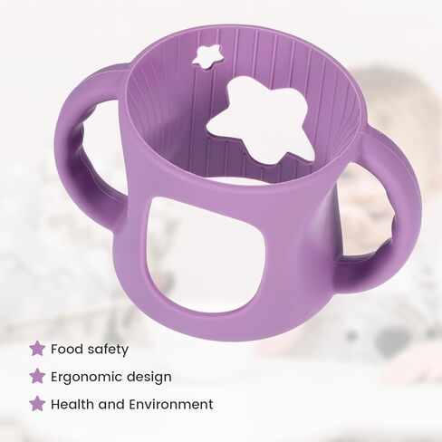 4 PCS Handles for Dr Brown Bottles,Durable Food-Grade Silicone Material Baby Bottle Holder,Cute Star Shape Design,Allows Baby to Hold The Bottle Themselves Easily(Green,Purple,Pink,White) in Kuwait