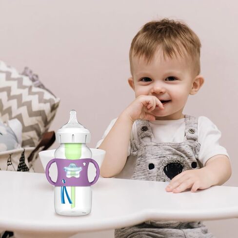 4 PCS Handles for Dr Brown Bottles,Durable Food-Grade Silicone Material Baby Bottle Holder,Cute Star Shape Design,Allows Baby to Hold The Bottle Themselves Easily(Green,Purple,Pink,White) in Kuwait