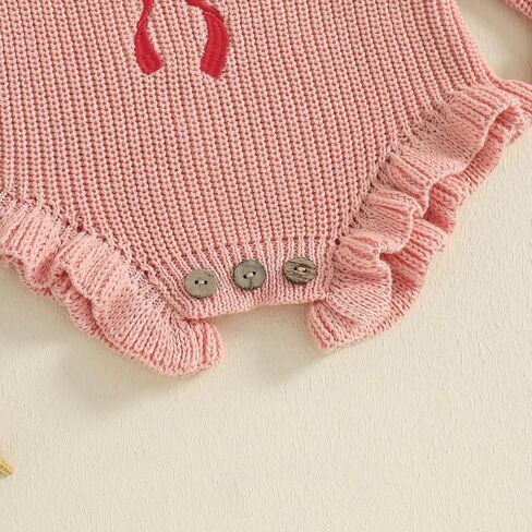 Baby Girl Sweater Romper She's Here Chunky Knit Jumper Ruffle Bodysuit Cute Newborn Fall Winter Clothes Announcement in Saudi Arabia