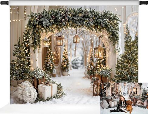 Kate Christmas Arch Door Backdrops Winter White Snow Land Photo Background Party Supplies Stduio Props, 10x8ft in Saudi Arabia