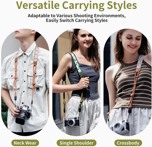 JJC Camera Neck Strap with Quick Release, 47-63" Adjustable Shoulder Sling Strap for Canon EOS R100 R50V R50 R6 Sony A7 IV A7 III A7R V A7C II Fujifilm X half X-E5 X-M5 X-T50 X-T30 II - TribalGeo in Saudi Arabia