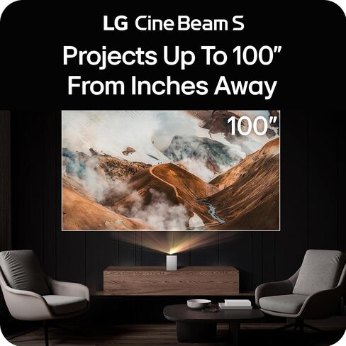 LG CineBeam S PU615U 4K UHD Ultra Short Throw Smart Projector, Auto Screen Adjustment, up to 100" projection, up to DCI-P3 154%, 450,000:1 Contrast, Speakers with Dolby Atmos, HDR10, HDMI, USB, HID in Saudi Arabia