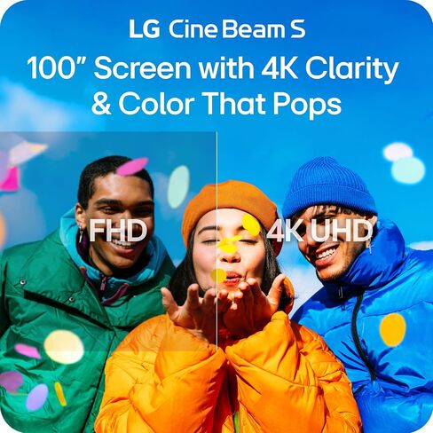 LG CineBeam S PU615U 4K UHD Ultra Short Throw Smart Projector, Auto Screen Adjustment, up to 100" projection, up to DCI-P3 154%, 450,000:1 Contrast, Speakers with Dolby Atmos, HDR10, HDMI, USB, HID in Saudi Arabia