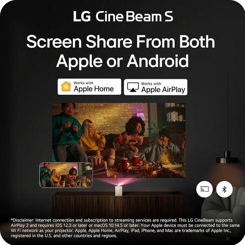 LG CineBeam S PU615U 4K UHD Ultra Short Throw Smart Projector, Auto Screen Adjustment, up to 100" projection, up to DCI-P3 154%, 450,000:1 Contrast, Speakers with Dolby Atmos, HDR10, HDMI, USB, HID in Saudi Arabia